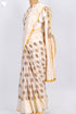 Kota Doria Saree In Floral Block Print with Chikankari Embroidery