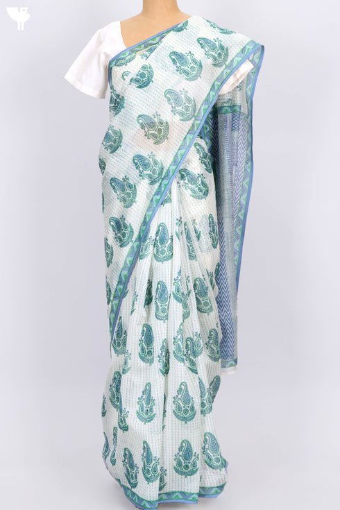 Maheshwari Saree In Paisley Block Print