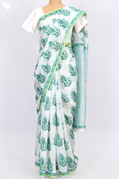 Maheshwari Saree In Paisley Block Print