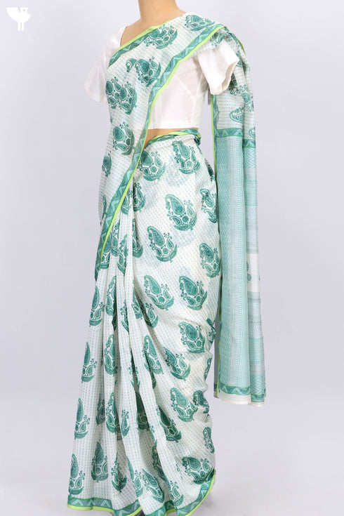 Maheshwari Saree In Paisley Block Print