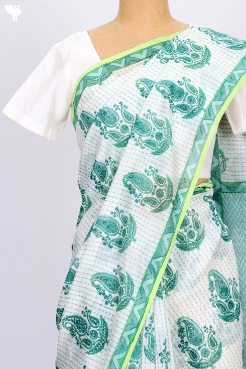 Maheshwari Saree In Paisley Block Print