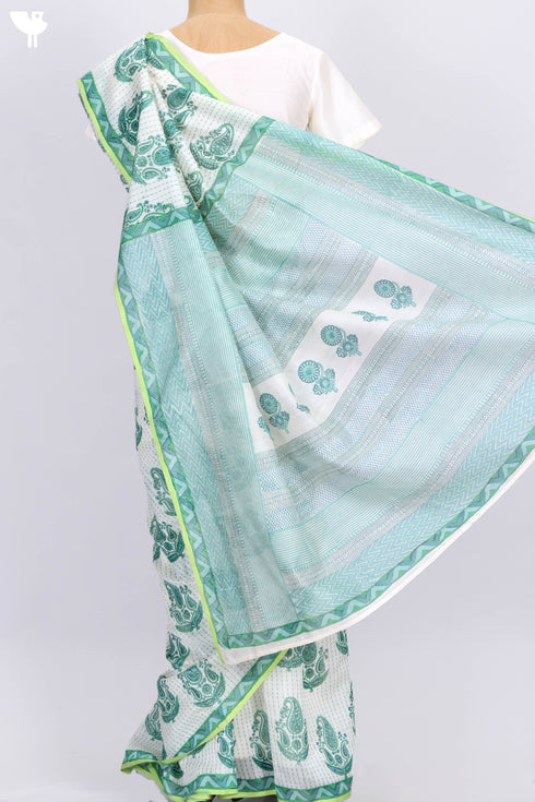 Maheshwari Saree In Paisley Block Print