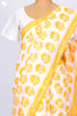 Mulmul Cotton Saree In Floral Block Print