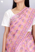 Kota Doria Saree In Floral Block Print