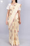 Kota Doria Saree In Floral Block Printwith Chikankari Embroidery
