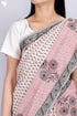 Kota Doria Saree In Floral Block Printwith Chikankari Embroidery