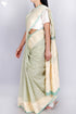 Kota Doria Saree In Floral Block Print with Chikankari Embroidery