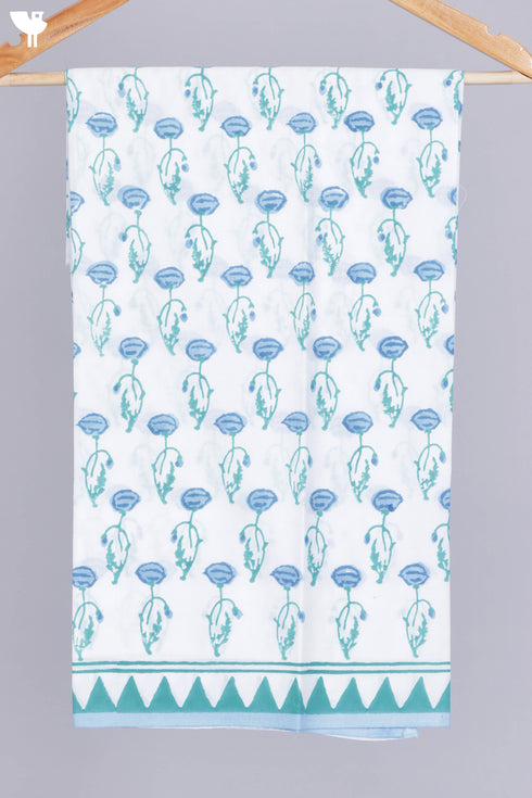 Mulmul Cotton Saree In Block Print