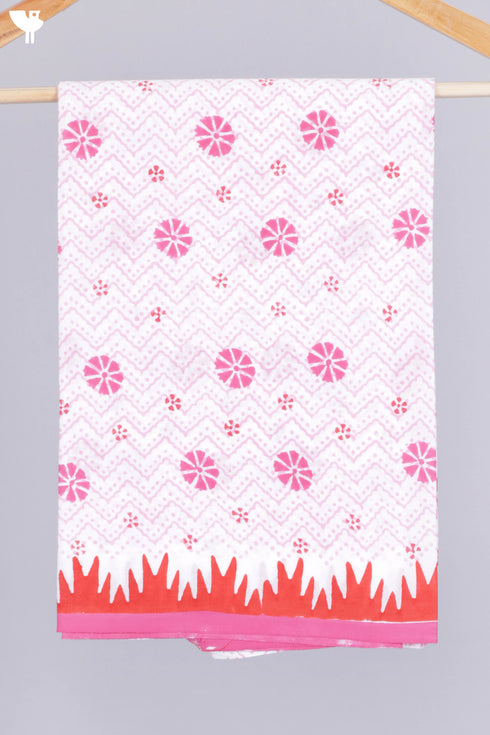 Mulmul Cotton Saree In Block Print