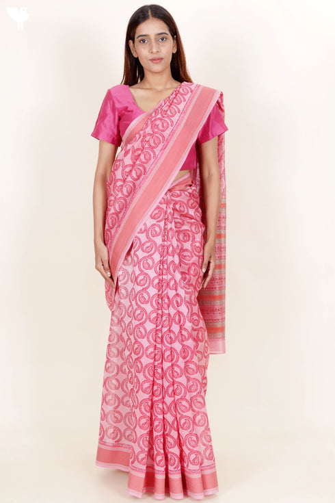 Maheshwari Saree In Block Print
