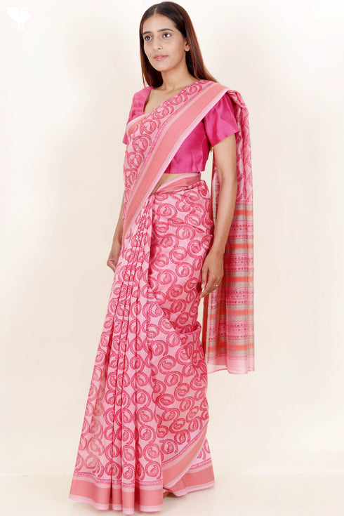 Maheshwari Saree In Block Print