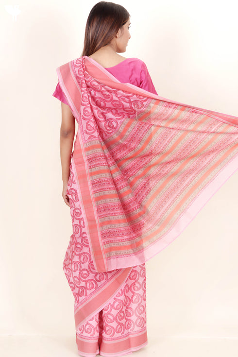 Maheshwari Saree In Block Print