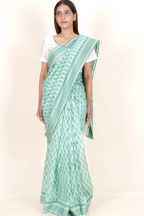 Maheshwari Saree In Block Print