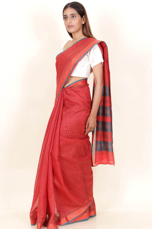 Maheshwari Saree In Block Print