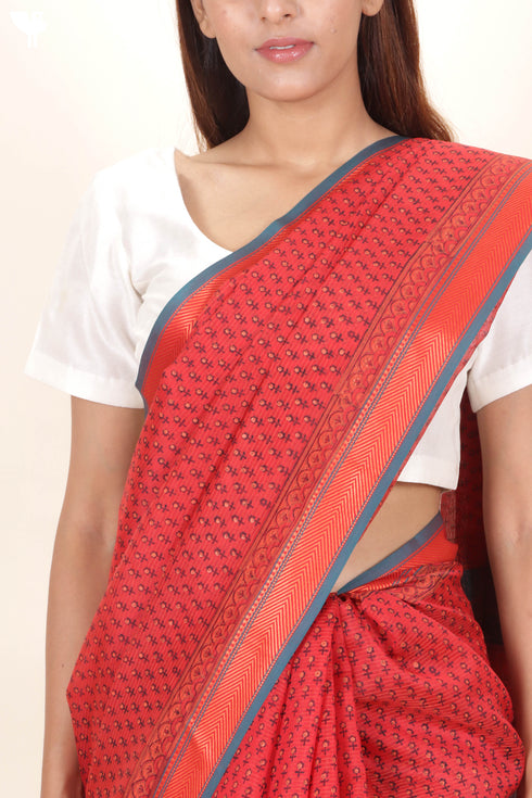 Maheshwari Saree In Block Print