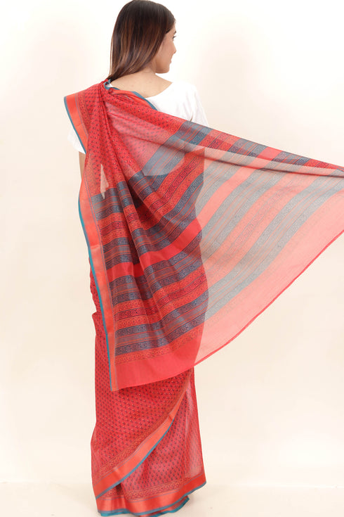 Maheshwari Saree In Block Print