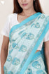 Maheshwari Silk Saree In Floral Block Print