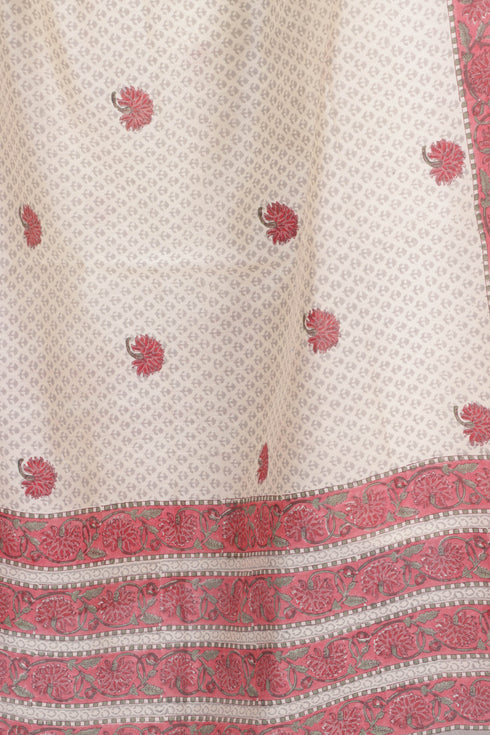 Chanderi Silk Dupatta In Floral Block Print