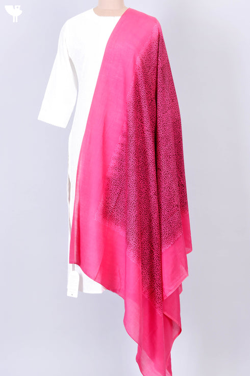 Cotton Silk DupattaIn Discharged Jaal Block Print