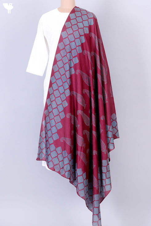 Cotton Silk DupattaIn Paisley Block Print