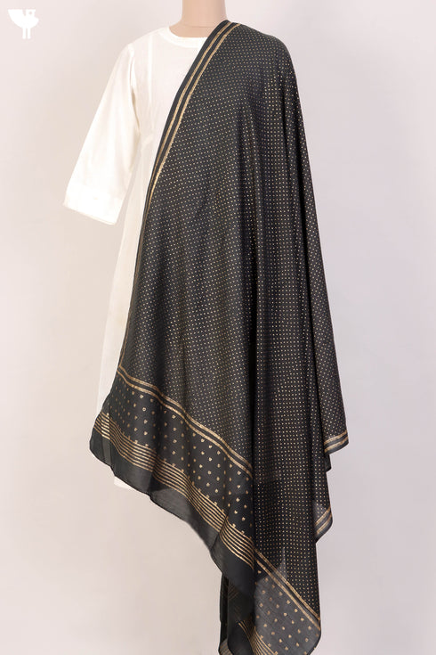 Cotton Silk Dupatta In Gold Block Print