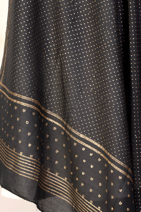 Cotton Silk Dupatta In Gold Block Print