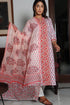 Kota Doria Dupatta In Floral Block Print