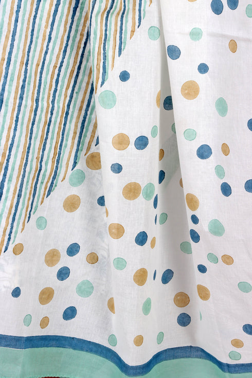 Mulmul Cotton Dupatta With Graphic Block Print