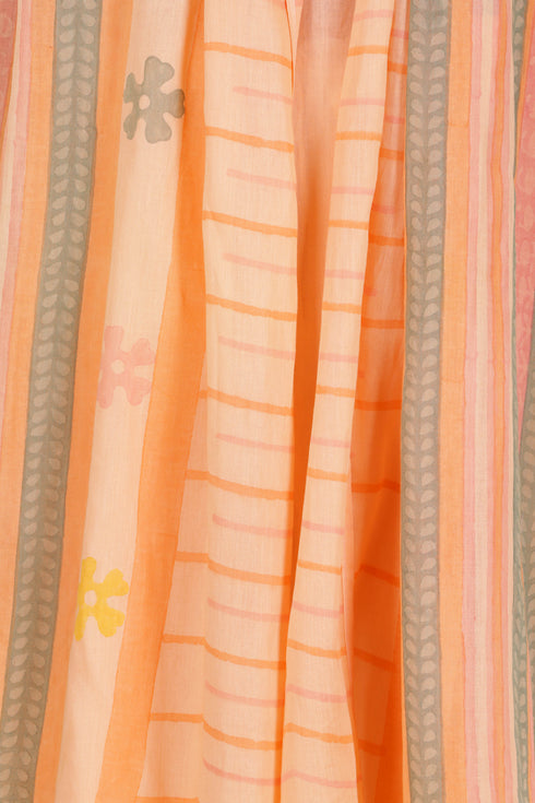 Mulmul Cotton Stole In Block Print