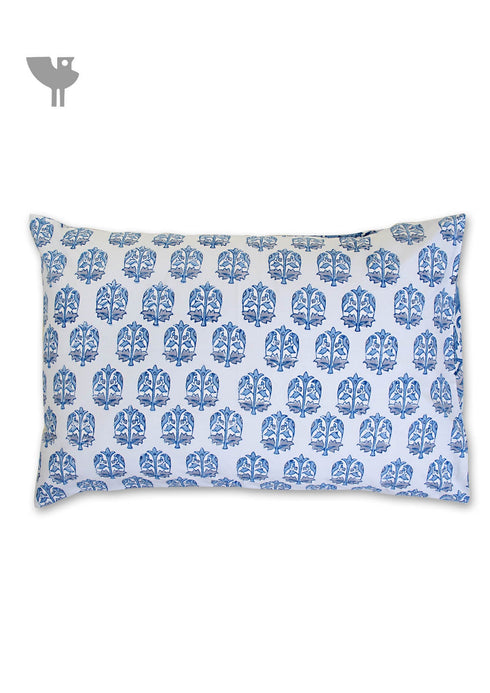 40s Cotton Pillow Cover in Floral Block Print