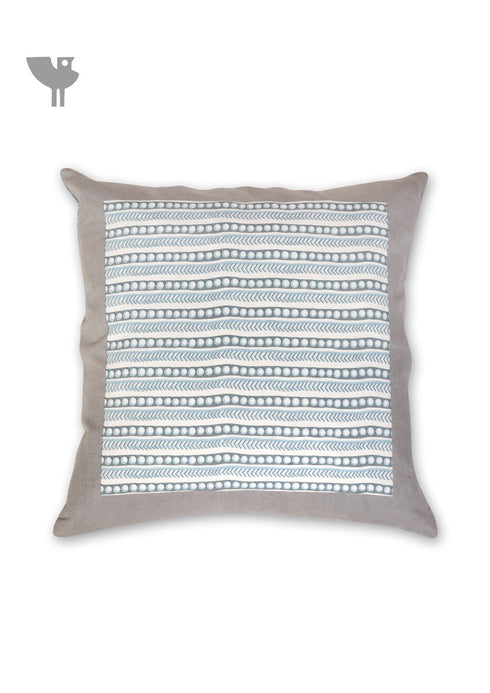 20s Cotton Cushion Cover In Blue And Grey Foliage Print