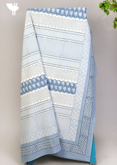 20s Cotton Bed Cover In Geometric Block Print