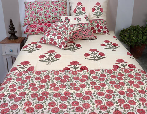 Mulmul Cotton Quilt in Floral Block Print