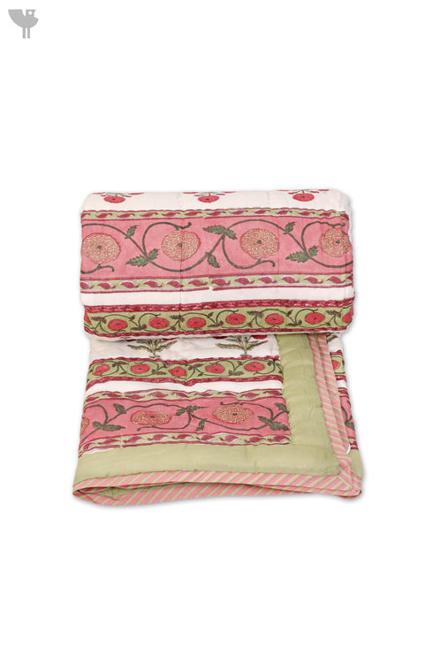 Mulmul Cotton Quilt in Floral Block Print