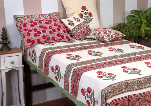 Mulmul Cotton Quilt in Floral Block Print