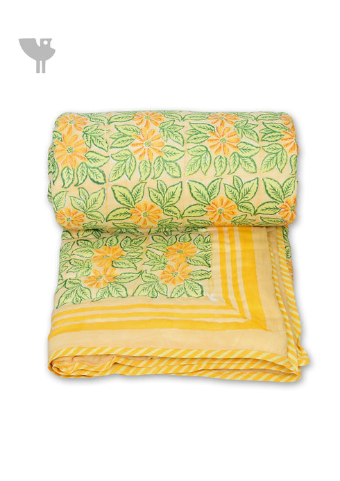 Mulmul Cotton Quilt In Floral Block Print