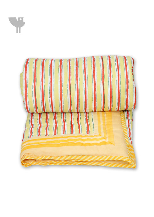 Mulmul Cotton Quilt In Floral Block Print