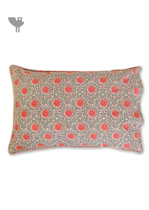 40s Cotton Pillow Cover in Floral Print