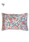 40s Cotton Pillow Cover In Indian Blue and Brick Red Floral Print