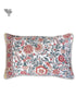 40s Cotton Pillow Cover In Indian Blue and Brick Red Floral Print