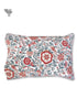 40s Cotton Pillow Cover In Indian Blue and Brick Red Floral Print