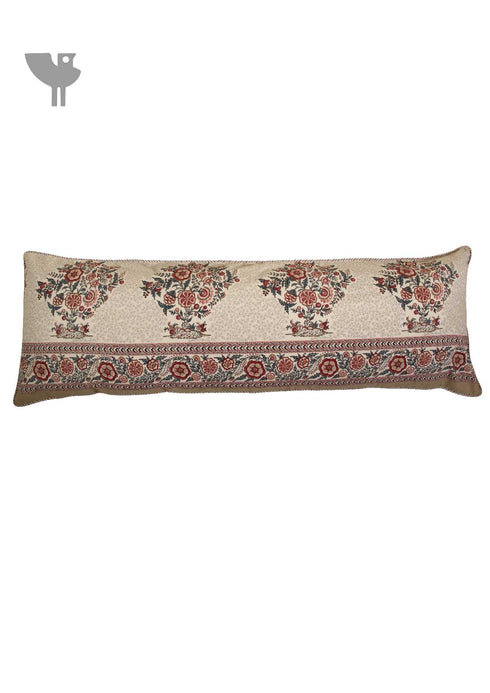 20s Cotton Cushion Cover In Indian Blue and Brick Red Floral Print