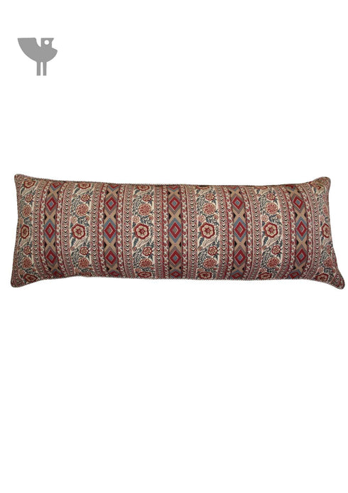 20s Cotton Cushion Cover In Indian Blue and Brick Red Floral Print