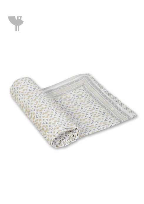 Mulmul Cotton Dohar In Geometric Block Print