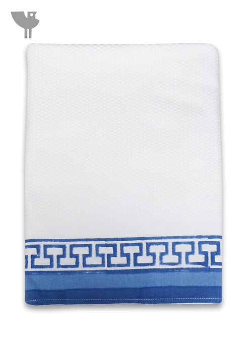 Handloom Cotton Bath Towel With Block Printed Border