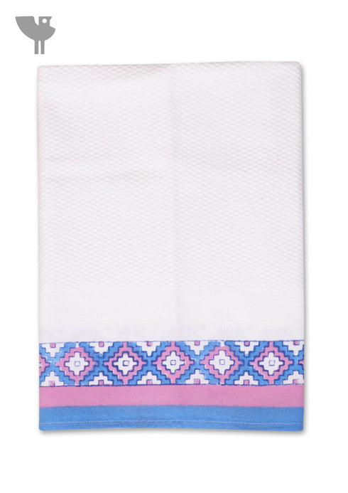 Handloom Cotton Bath Towel With Block Printed Border