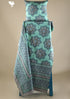 20s Cotton KING SIZE Bed Cover In Mint Green and Slate Grey Geometric Floral Block Print