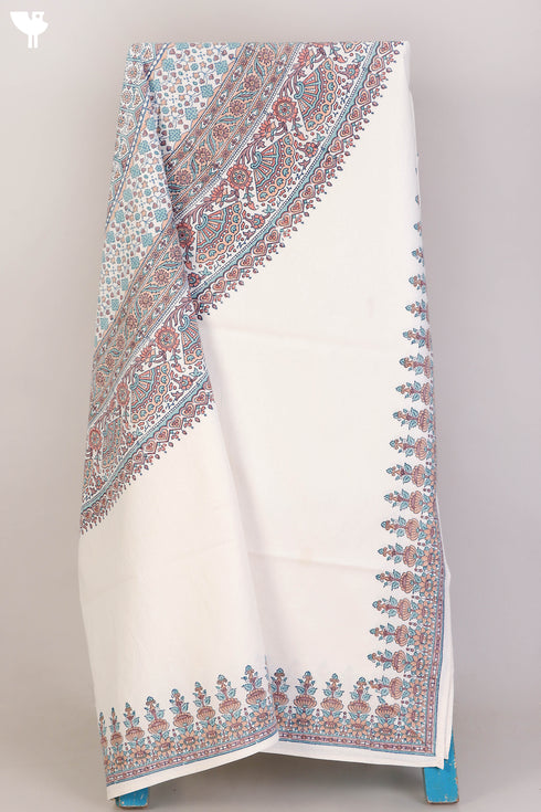 20s Cotton KING SIZE Bed Cover In Floral Block Print