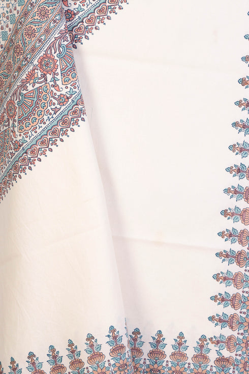 20s Cotton KING SIZE Bed Cover In Floral Block Print