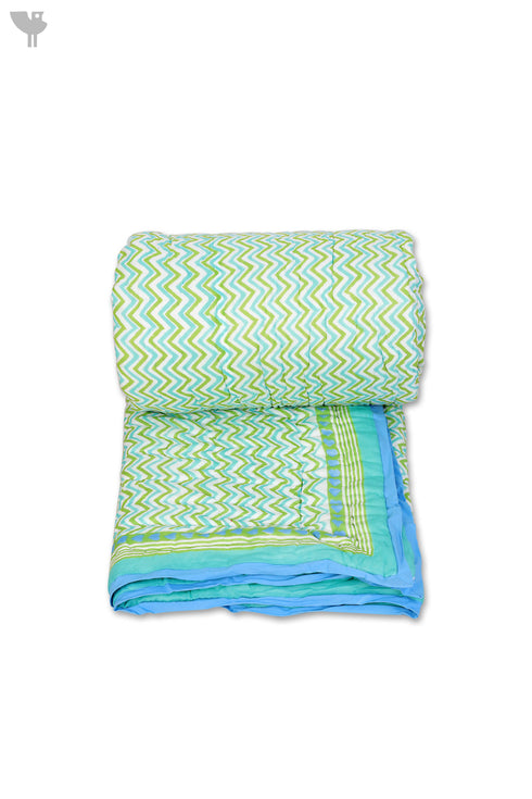 Mulmul Cotton Quilt in Floral Block Print